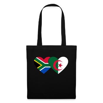 Südafrika Algerien Flagge Herz - Stoffbeutel - Schwarz - Vorne