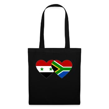 Syrien Südafrika Flagge Herz - Stoffbeutel - Schwarz - Vorne