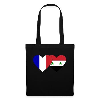 France Syria flag heart - Tote Bag - black - Front