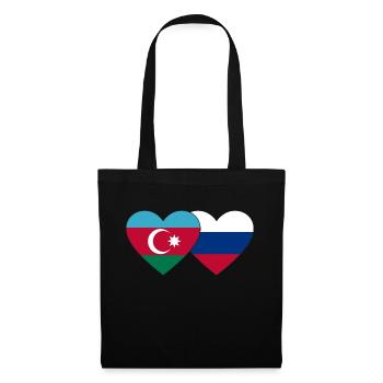 Azerbaijan Russia Flag Heart - Tote Bag - black - Front
