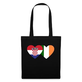 Kroatien Irland Flagge Herz - Stoffbeutel - Schwarz - Vorne