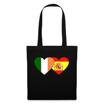 Ireland Spain Flag Heart - Tote Bag - black - Front