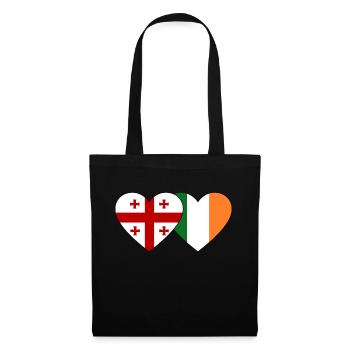 Georgien Irland Flagge Herz - Stoffbeutel - Schwarz - Vorne