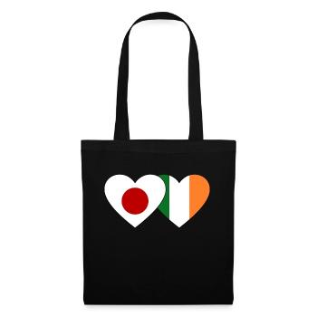 Japan Irland Flagge Herz - Stoffbeutel - Schwarz - Vorne