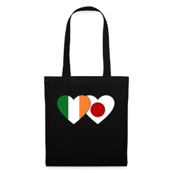 Irland Japan Flagge Herz - Stoffbeutel - Schwarz - Vorne