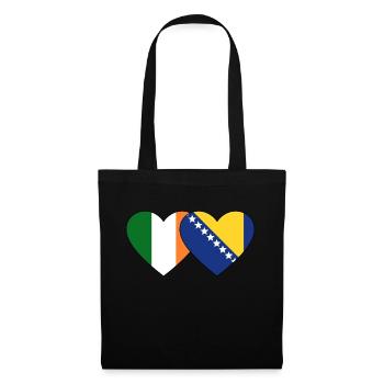 Irland Bosnien Flagge Herz - Stoffbeutel - Schwarz - Vorne