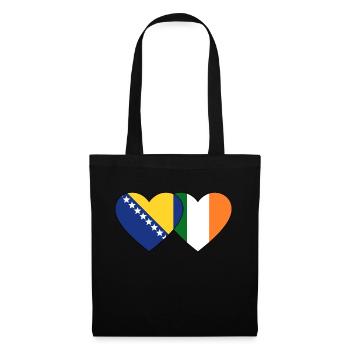 Bosnien Irland Flagge Herz - Stoffbeutel - Schwarz - Vorne