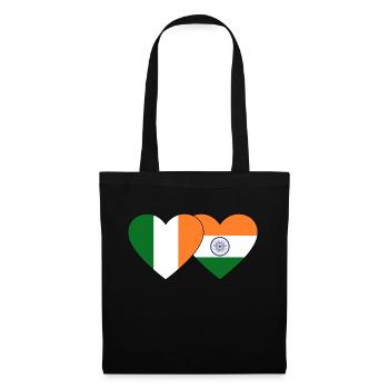 Irland Indien Flagge Herz - Stoffbeutel - Schwarz - Vorne