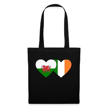 Wales Irland Flagge Herz - Stoffbeutel - Schwarz - Vorne