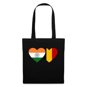 India Belgium Flag Heart - Tote Bag - black - Front