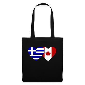 Grèce Canada Flag Heart - Sac en tissu - noir - Devant