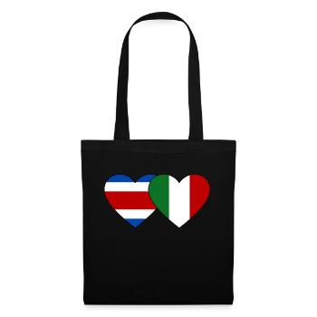 Costa Rica Italy Flag Heart - Tote Bag - black - Front