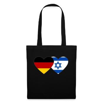 Deutschland Israel Flagge Herz - Stoffbeutel - Schwarz - Vorne