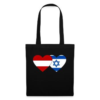 Österreich Israel Flagge Herz - Stoffbeutel - Schwarz - Vorne