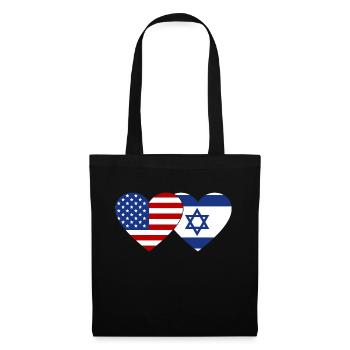 USA Israel Flagge Herz - Stoffbeutel - Schwarz - Vorne
