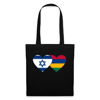 Israel Mauritius Flag Heart - Tote Bag - black - Front