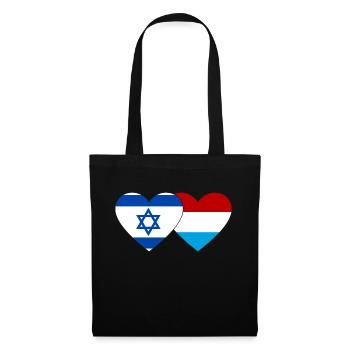 Israël Luxembourg Drapeau Coeur - Sac en tissu - noir - Devant