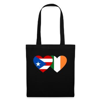 Puerto Rico Irland Flagge Herz - Stoffbeutel - Schwarz - Vorne