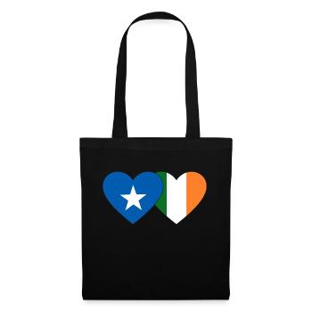 Somalia Irland Flagge Herz - Stoffbeutel - Schwarz - Vorne