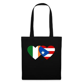Irland Puerto Rico Flagge Herz - Stoffbeutel - Schwarz - Vorne
