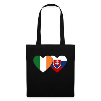 Irland Slowakei Flagge Herz - Stoffbeutel - Schwarz - Vorne