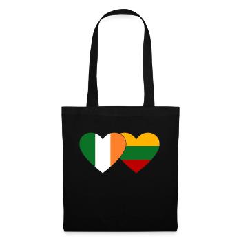 Irland Litauen Flagge Herz - Stoffbeutel - Schwarz - Vorne