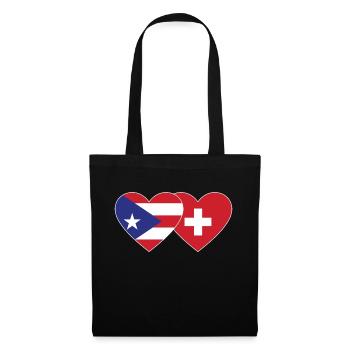 Puerto Rico Schweiz Herz Flagge - Stoffbeutel - Schwarz - Vorne