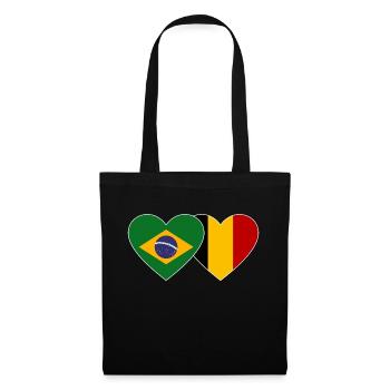 Brasilien Belgien Herz Flagge - Stoffbeutel - Schwarz - Vorne