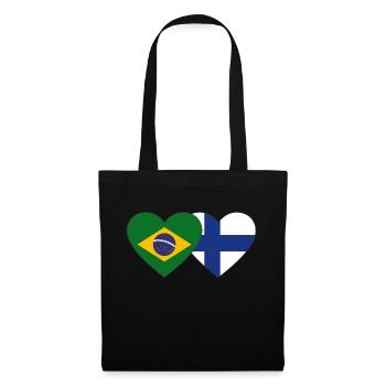 Brésil Finlande Flag Heart - Sac en tissu - noir - Devant