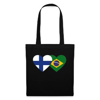 Finlande Brésil Flag Heart - Sac en tissu - noir - Devant