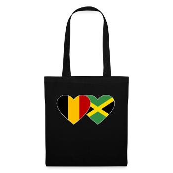 Belgien Jamaika Herz Flagge - Stoffbeutel - Schwarz - Vorne