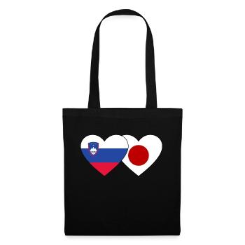 Slowenien Japan Herz Flagge - Stoffbeutel - Schwarz - Vorne