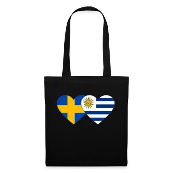Schweden Uruguay Herz Flagge - Stoffbeutel - Schwarz - Vorne
