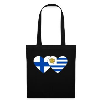 Finnland Uruguay Herz Flagge - Stoffbeutel - Schwarz - Vorne