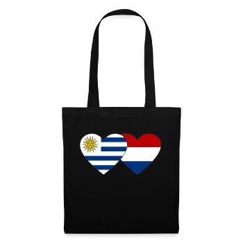 Uruguay Holland Herz Flagge - Stoffbeutel - Schwarz - Vorne
