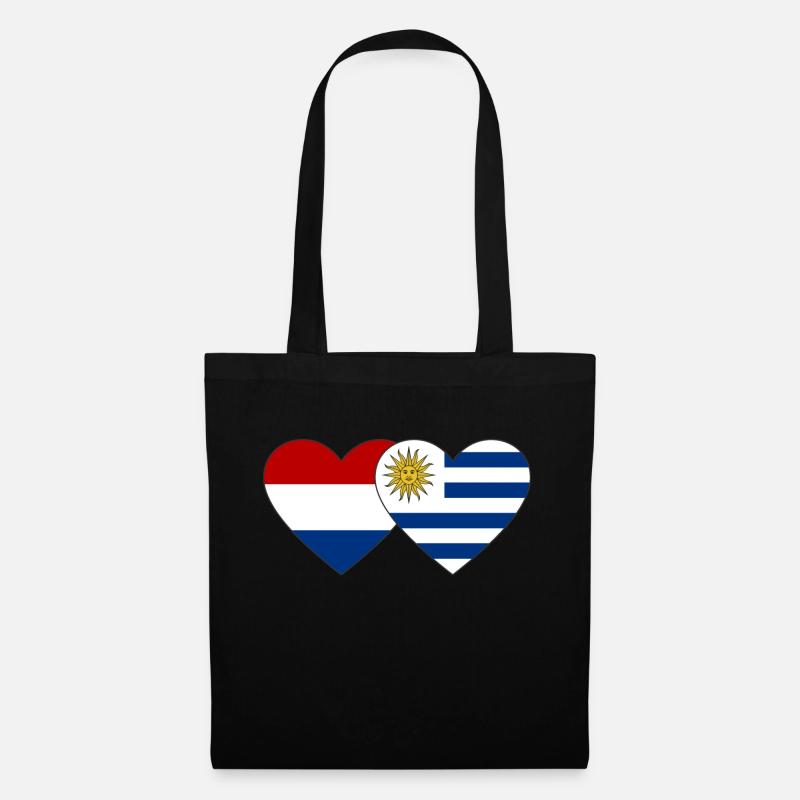 Holland Uruguay Herz Flagge - Stoffbeutel - Schwarz