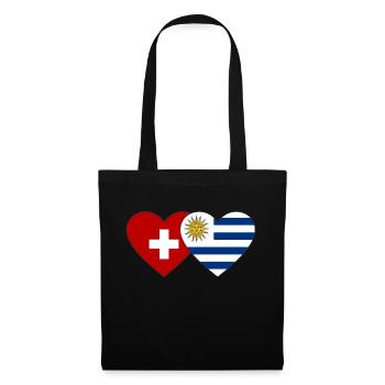 Schweiz Uruguay Flagge Herz - Stoffbeutel - Schwarz - Vorne