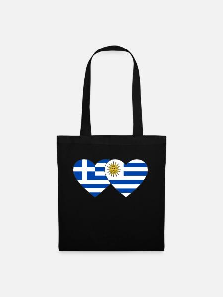 Griechenland Uruguay Herz Flagge - Stoffbeutel - Schwarz
