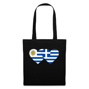 Uruguay Greece Heart Flag - Tote Bag - black - Front