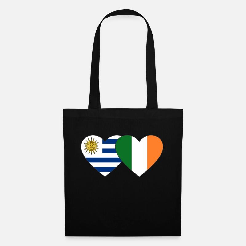 Uruguay Irland Herz Flagge - Stoffbeutel - Schwarz