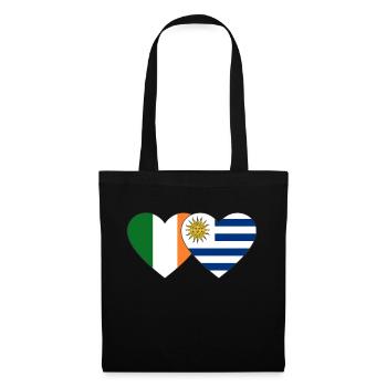 Irland Uruguay Herz Flagge - Stoffbeutel - Schwarz - Vorne