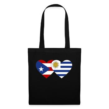 Puerto Rico Uruguay Heart Flag - Tote Bag - black - Front