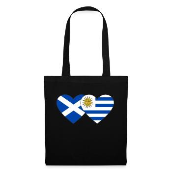 Schottland Uruguay Herz Flagge - Stoffbeutel - Schwarz - Vorne