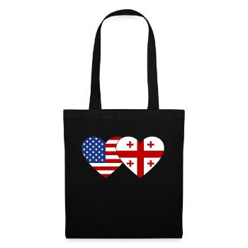 Drapeau du cœur de la Géorgie des États-Unis - Sac en tissu - noir - Devant