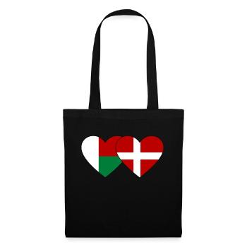 Madagascar Danemark Drapeau du Cœur - Sac en tissu - noir - Devant