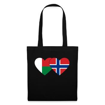 Madagascar Norvège Drapeau du Cœur - Sac en tissu - noir - Devant