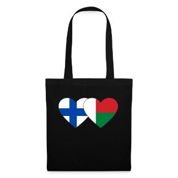 Finnland Madagaskar Herz Flagge - Stoffbeutel - Schwarz - Vorne