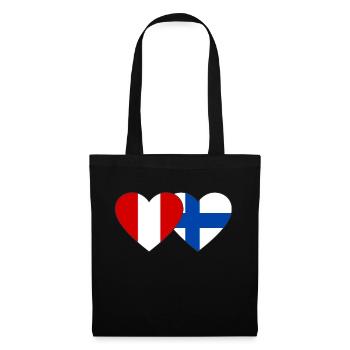 Pérou Finlande Drapeau du cœur - Sac en tissu - noir - Devant