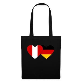Peru Deutschland Herz Flagge - Stoffbeutel - Schwarz - Vorne