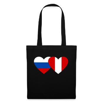 Russland Peru Herz Flagge - Stoffbeutel - Schwarz - Vorne
